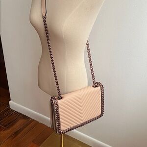 Aldo Quilted Crossbody Bag with Chain Strap - Cream
